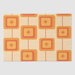 Papel De Seda Estallidos de estrellas retro de mediados de siglo