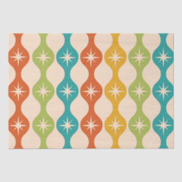 Papel De Seda Estallidos de estrellas retro de mediados de siglo