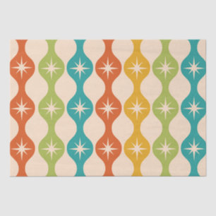Papel De Seda Estallidos de estrellas retro de mediados de siglo