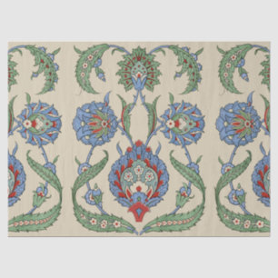 Papel De Seda Estampa de arte floral geométrico vintage en azul 