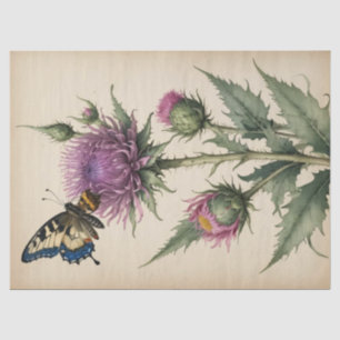 Papel De Seda Estampa de Cardo y Mariposa
