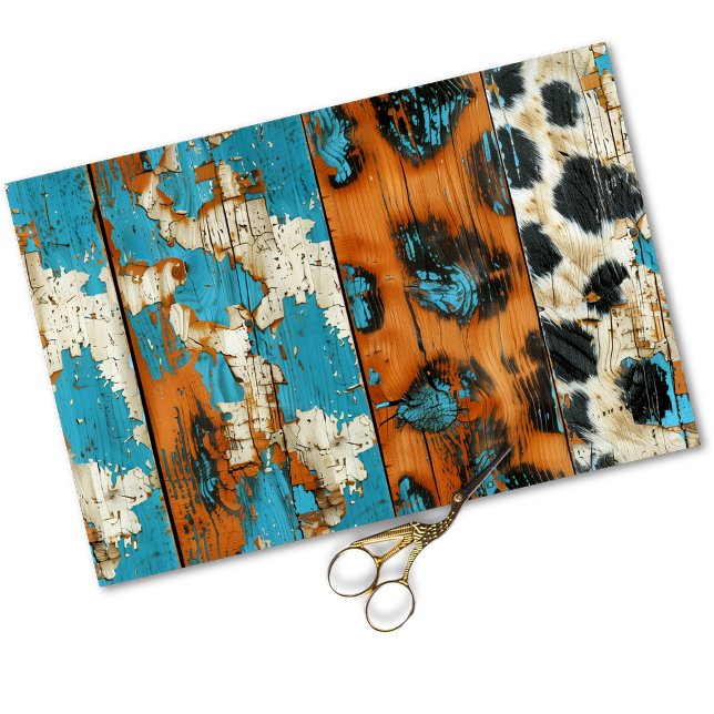 Papel De Seda Estampa de Decoupage de Cuero de Vaca Turquesa Gla (Subido por el creador)