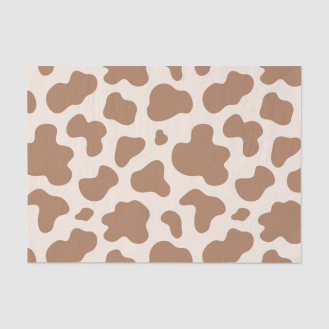 Papel De Seda Estampa de vaca neutral occidental beige marrón (Anverso)