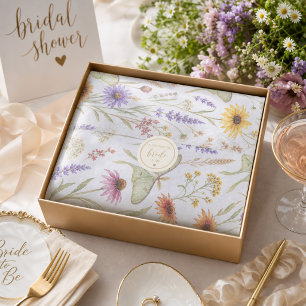 Papel De Seda Estampa floral de flor silvestre boho Botánico Mot