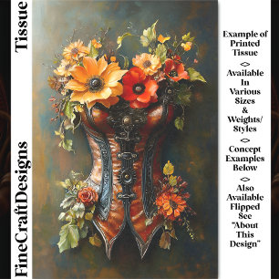 Papel De Seda Estampa floral de otoño Steampunk en Basque DF7L D