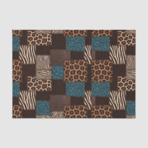 Papel De Seda Estampado Animal Africano de Parche   Marrón y Ver
