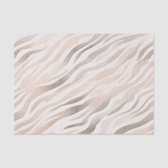 Papel De Seda Estampado Animal Cebra Beige Crema Rosa (Anverso)