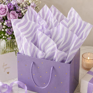 Papel De Seda Estampado animal de rayas de cebra lavanda y blanc