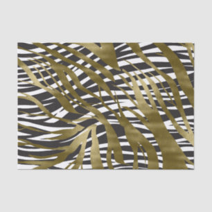 Papel De Seda Estampado cebra negro y dorado Chic safari glamour