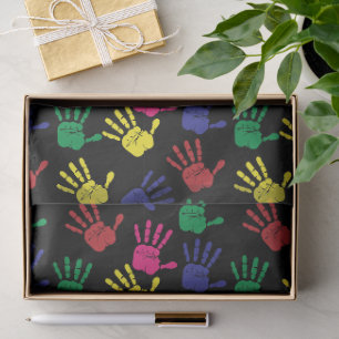 Papel De Seda Estampado continuo de huellas de niños coloridas