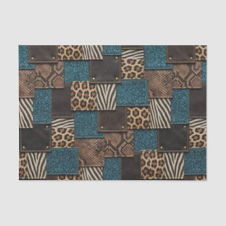 Papel De Seda Estampado de animal africano en mosaico | Marrón y
