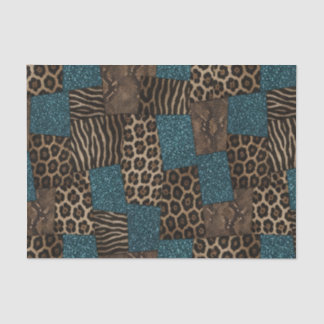 Papel De Seda Estampado de animal africano en mosaico | Marrón y