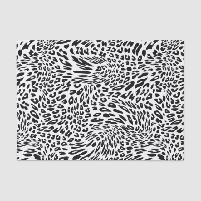Papel De Seda Estampado de animales blanco y negro del leopardo (Anverso)