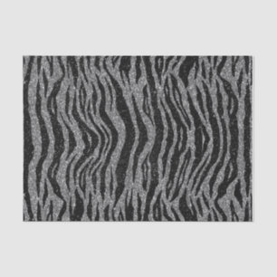 Papel De Seda Estampado de cebra negro y gris plateado