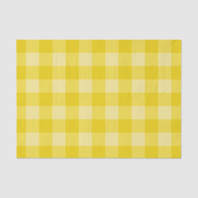 Papel De Seda Estampado de Cuadro Escocés Amarillo Brillante de  (Anverso)