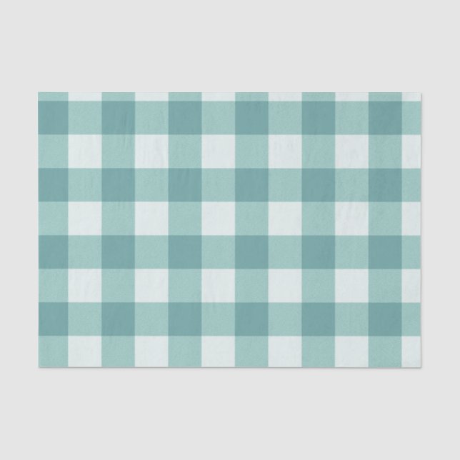 Papel De Seda Estampado de Cuadro Escocés Verde Azul Turquesa (Anverso)