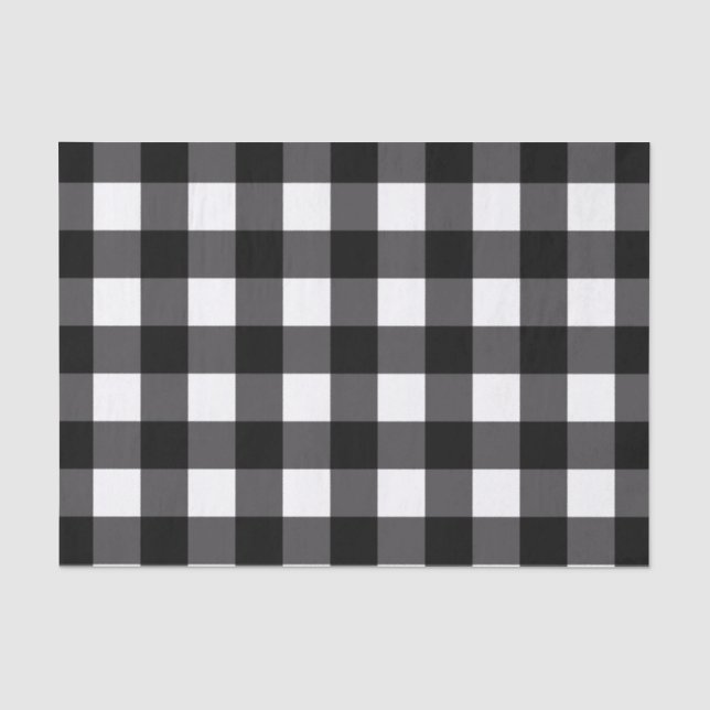 Papel De Seda Estampado de Cuadros Búfalo Negro y Blanco (Anverso)
