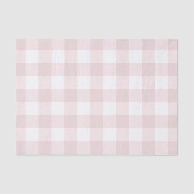 Papel De Seda Estampado de Cuadros en Rosa Pastel Melocotón (Anverso)