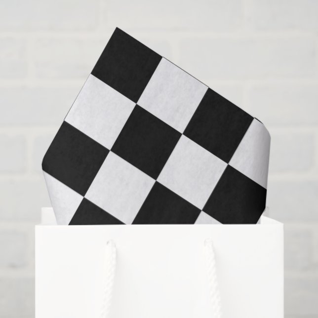 Papel De Seda Estampado de cuadros negros y blancos (Bolsa de regalo)