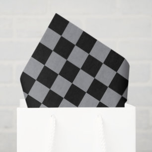 Papel De Seda Estampado de cuadros negros y grises
