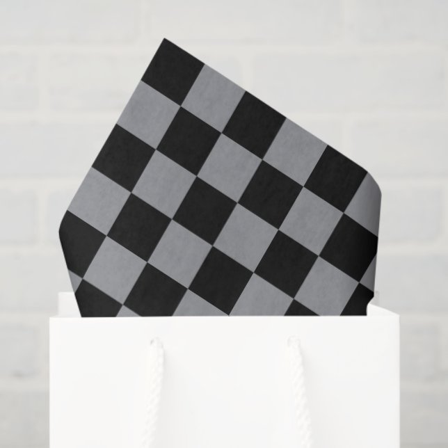 Papel De Seda Estampado de cuadros negros y grises (Bolsa de regalo)