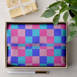 Papel De Seda Estampado de cuadros rosas y azules