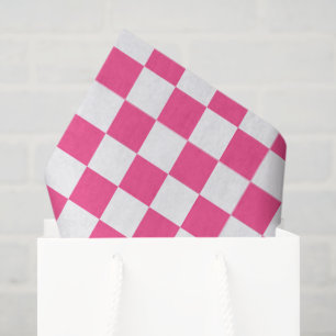 Papel De Seda Estampado de cuadros rosas y blancos