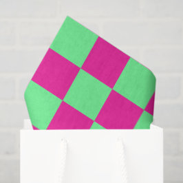 Papel De Seda Estampado de cuadros rosas y verdes