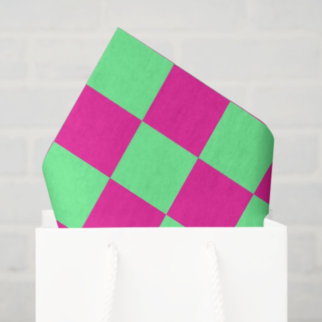 Papel De Seda Estampado de cuadros rosas y verdes (Bolsa de regalo)