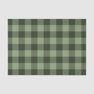 Papel De Seda Estampado de Cuadros Tartán Verde Bosque