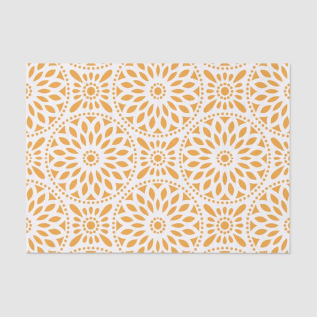 Papel De Seda Estampado de flores amarillo-naranja (Anverso)