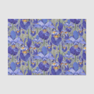 Papel De Seda Estampado de flores azul del iris
