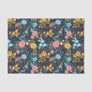 Papel De Seda Estampado de flores colorido lindo