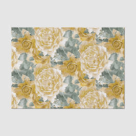 Papel De Seda Estampado de flores de oro de los rosas amarillos