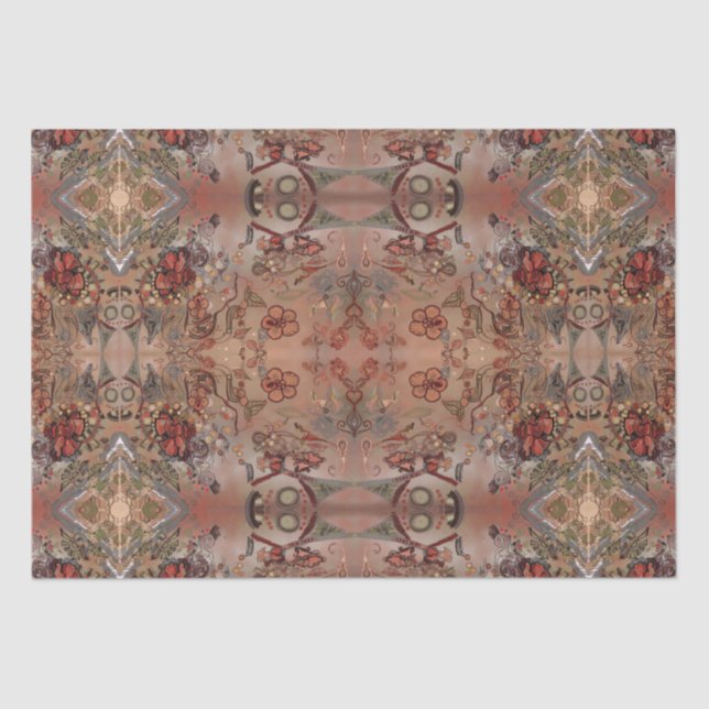 Papel De Seda Estampado de flores del collage del art déco de (Anverso)