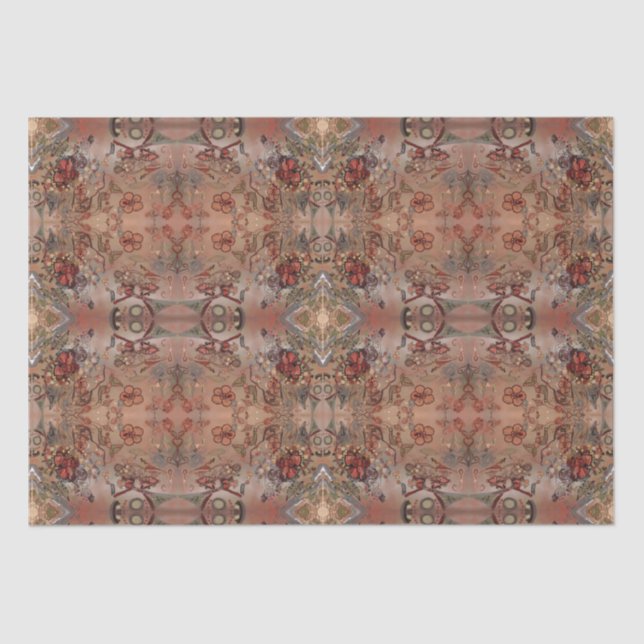 Papel De Seda Estampado de flores del collage del art déco de (Anverso)