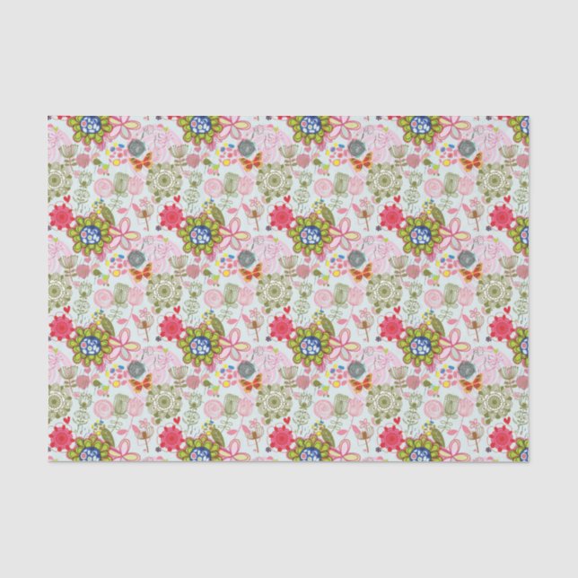 Papel De Seda Estampado de flores en el estilo retro 2 (Anverso)
