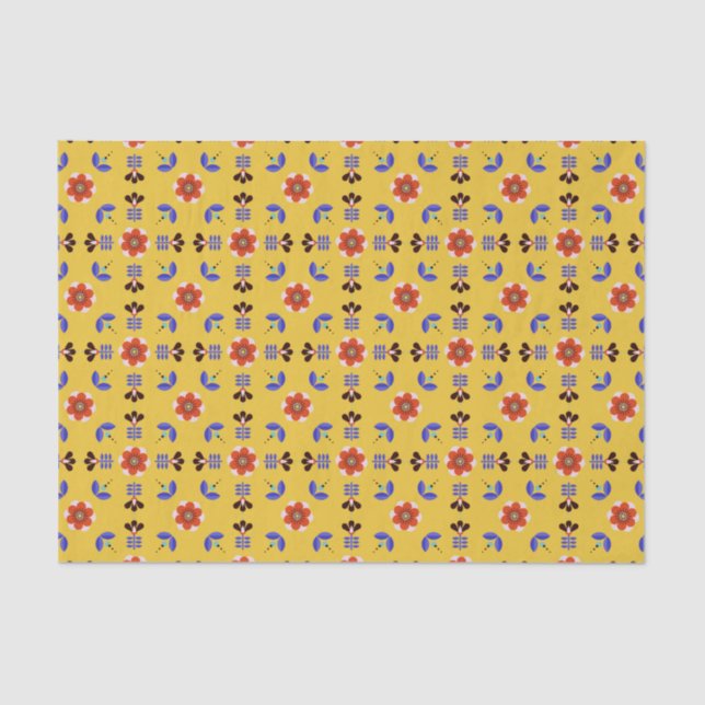 Papel De Seda Estampado de flores geométrico del estilo (Anverso)