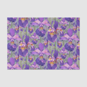Papel De Seda Estampado de flores púrpura del iris