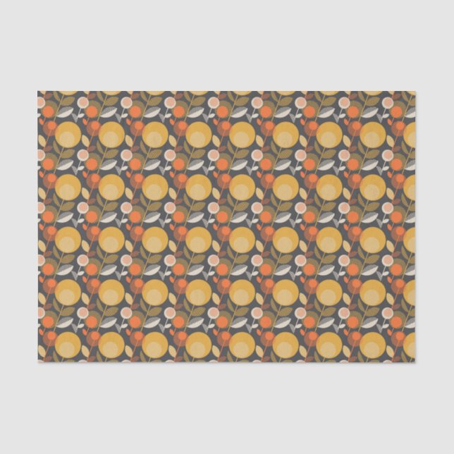 Papel De Seda Estampado de flores retro clásico (Anverso)