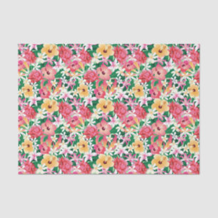 Papel De Seda Estampado de flores tropical del hibisco