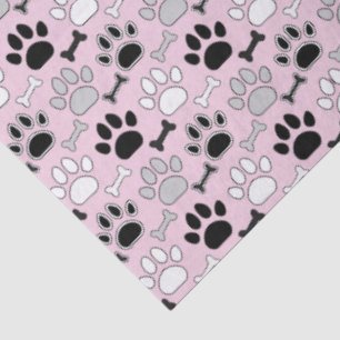 Papel De Seda Estampado de huellas de patas de perro y huesos Ro