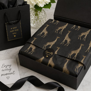Papel De Seda Estampado de jirafa dorada y negra chic