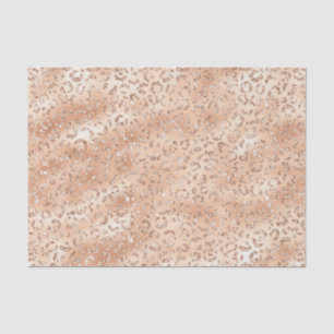 Papel De Seda Estampado de leopardo con brillo falso de oro rosa