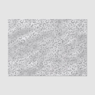 Papel De Seda Estampado de leopardo con brillo falso gris platea