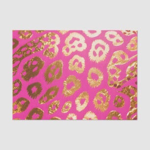 Papel De Seda Estampado de leopardo dorado rosa caliente Glam