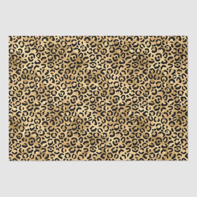Papel De Seda Estampado de leopardo guepardo oro negro  (Anverso)