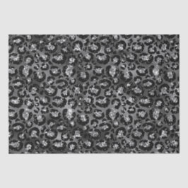 Papel De Seda Estampado de leopardo negro y gris plateado