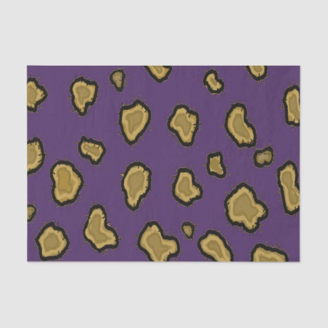 Papel De Seda Estampado de leopardo púrpura y dorado (Anverso)