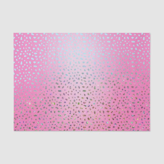 Papel De Seda Estampado de leopardo rosa con purpurina (Anverso)